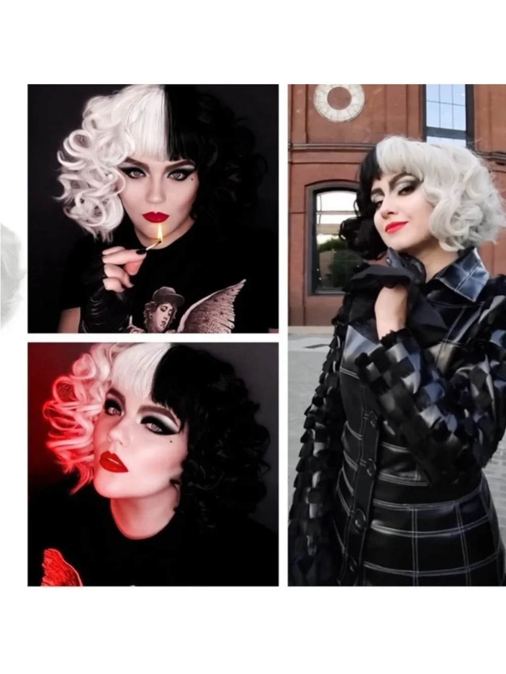 Cruella Deville Wig and Mask Costume